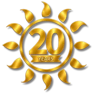 Solar Shield Blinds 20 years anniversary badge
