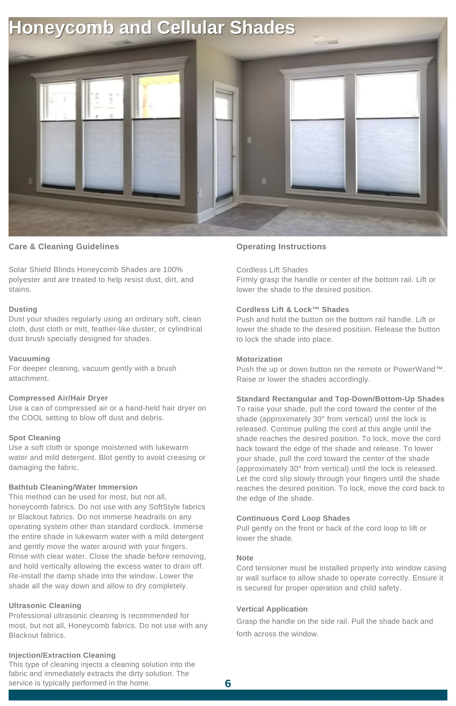 Solar Shield Blinds Use & Maintenance Guide, page 6