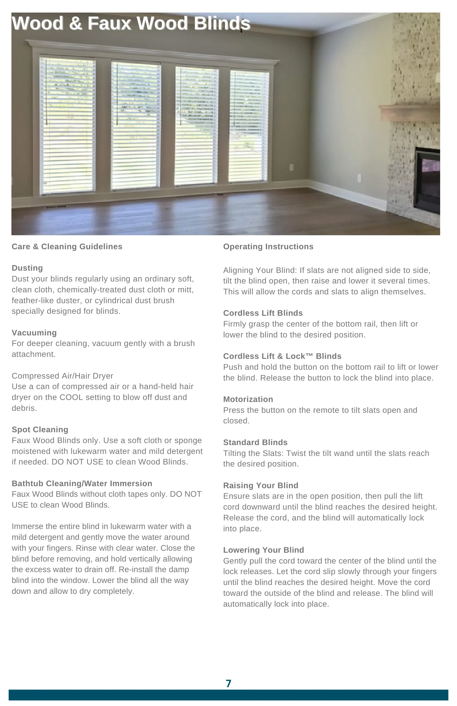 Solar Shield Blinds Use & Maintenance Guide, page 7