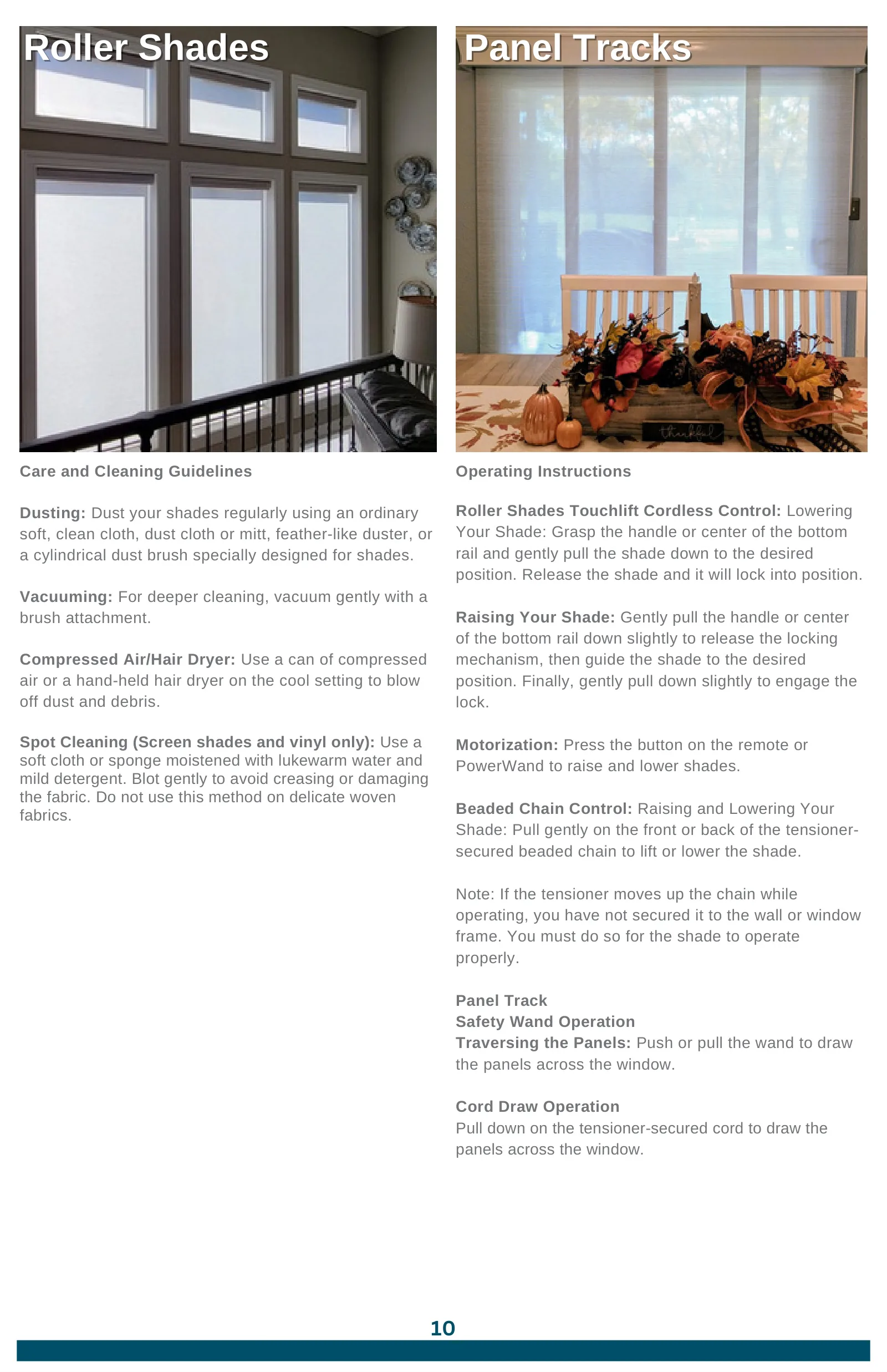 Solar Shield Blinds Use & Maintenance Guide, page 10