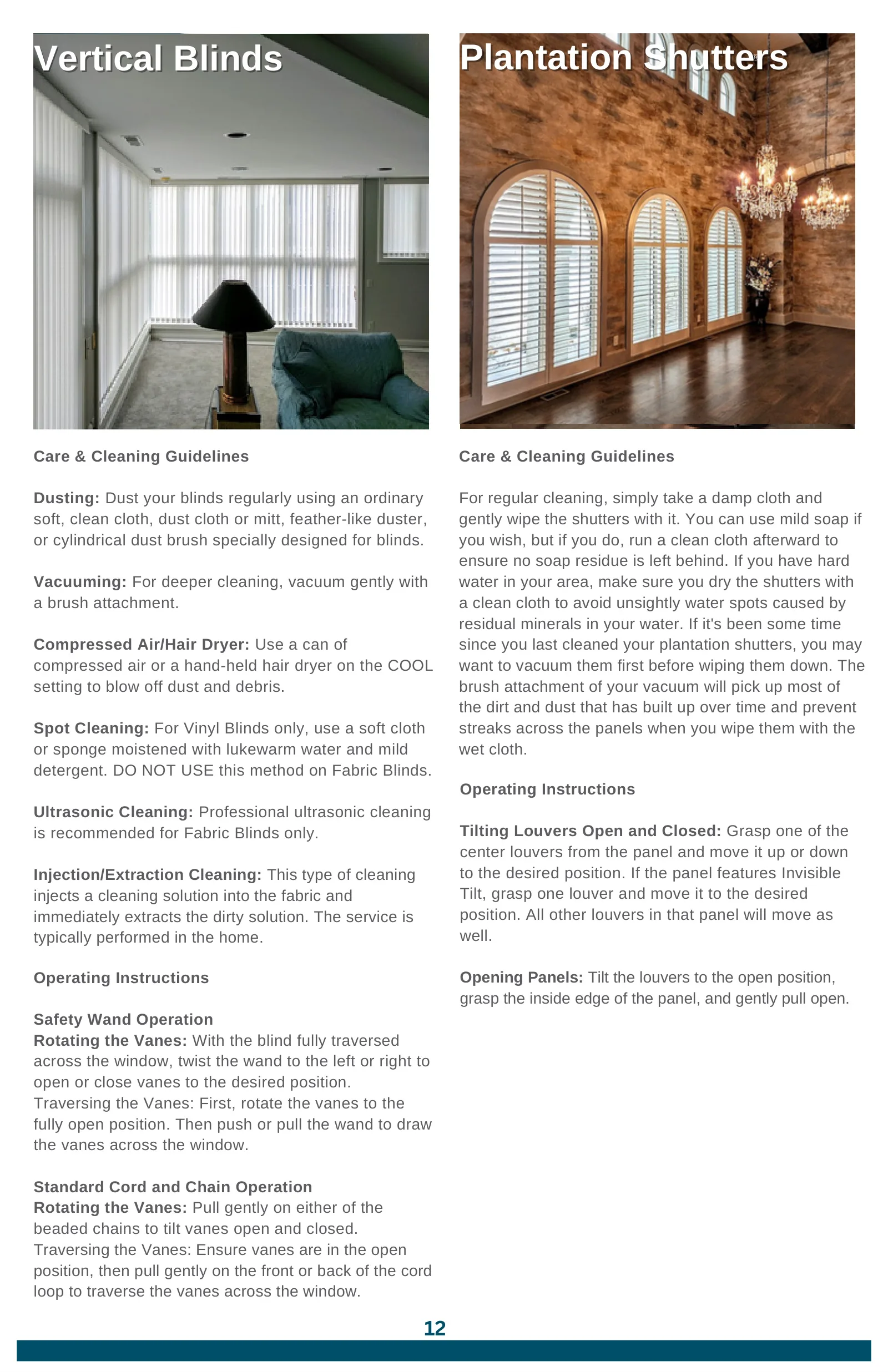 Solar Shield Blinds Use & Maintenance Guide, page 12