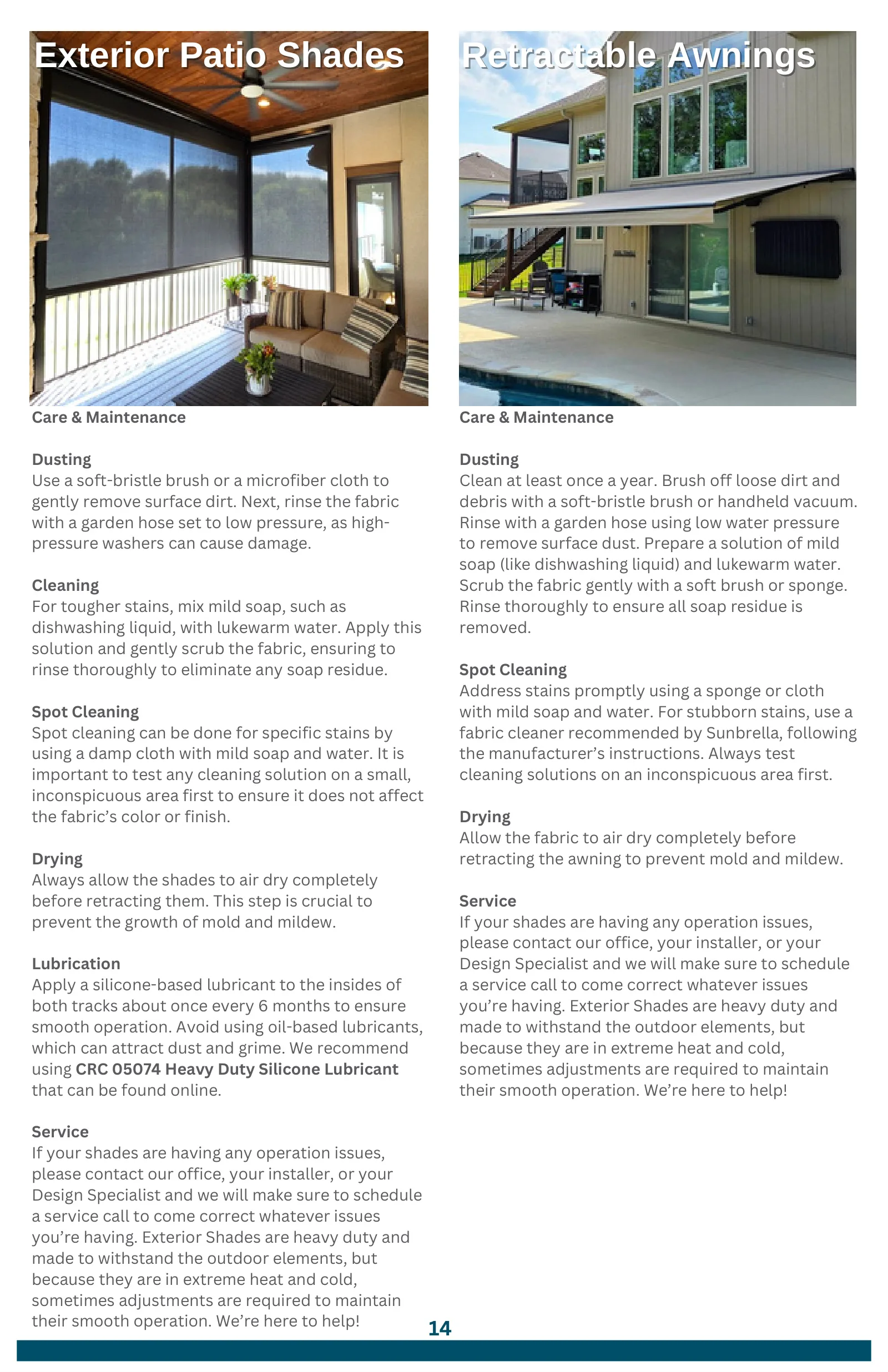 Solar Shield Blinds Use & Maintenance Guide, page 14
