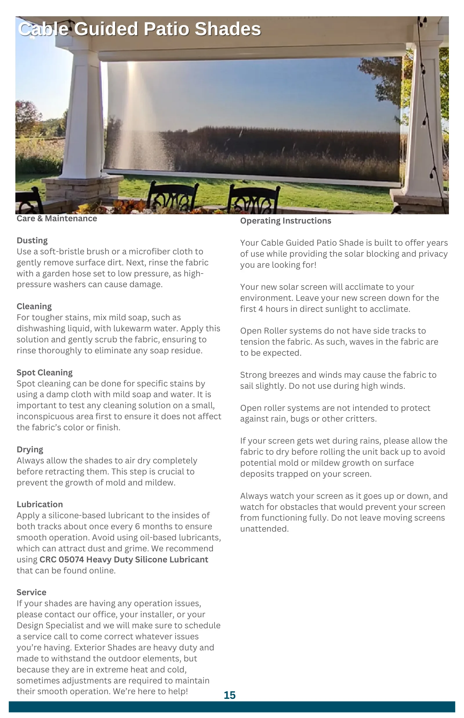 Solar Shield Blinds Use & Maintenance Guide, page 15