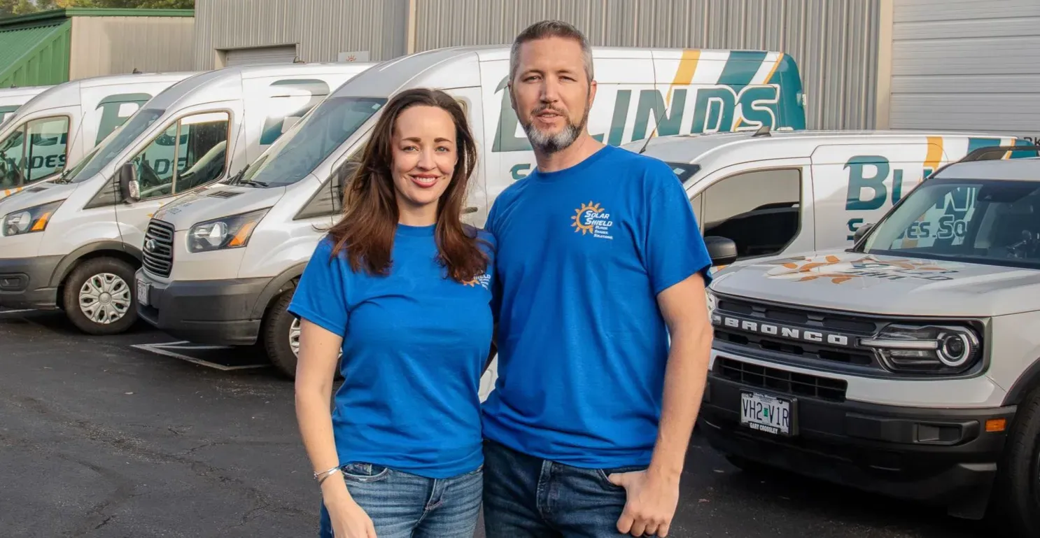 Tim and Denise Sanders, who founded Solar Shield Blinds and still run it