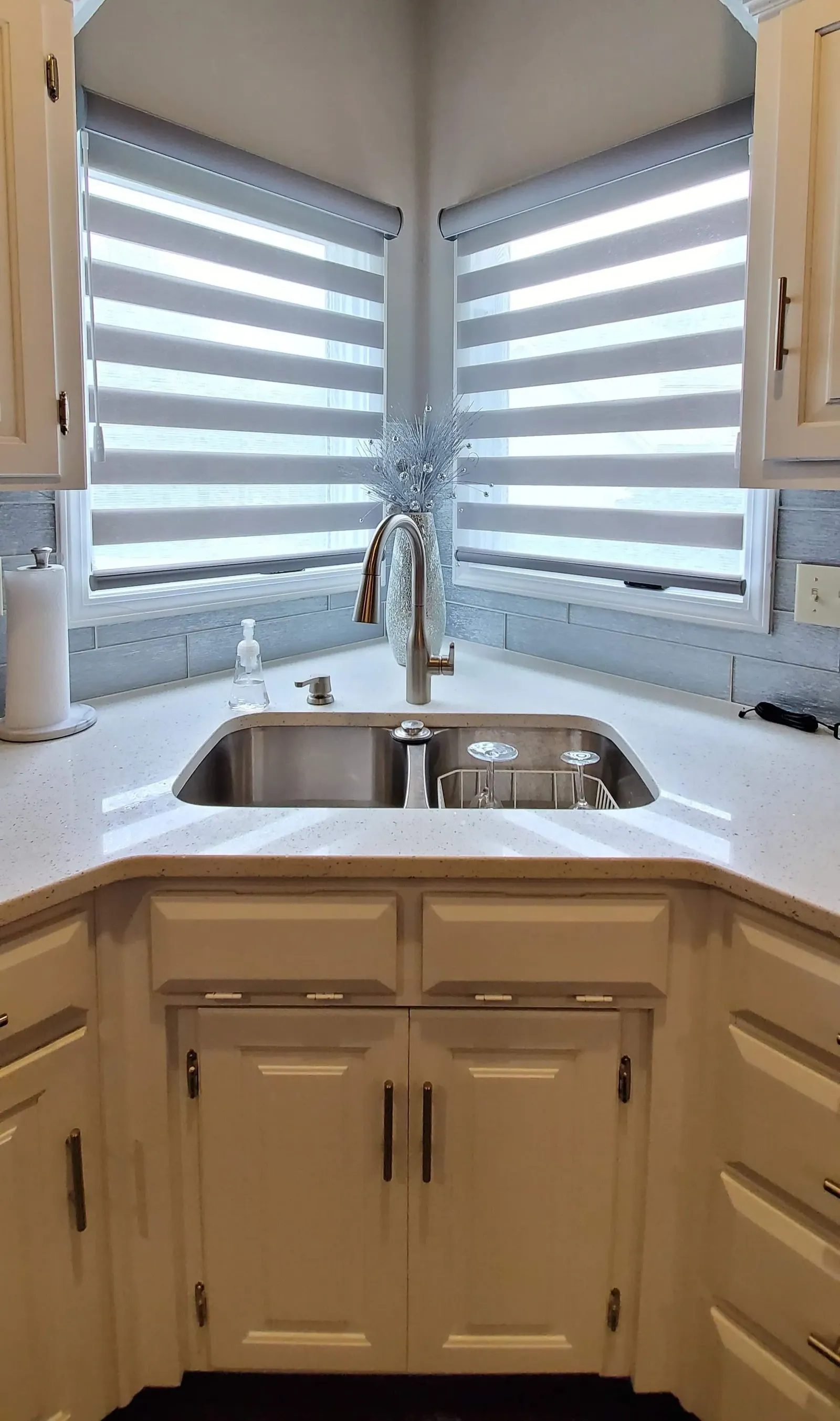 Banded Shades kitchen breakfast area solar shield blinds, a Solar Shield Blinds install