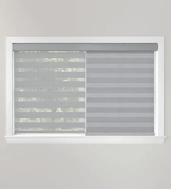 Banded Shades shade design two on one headrail, installed by Solar Shield Blinds