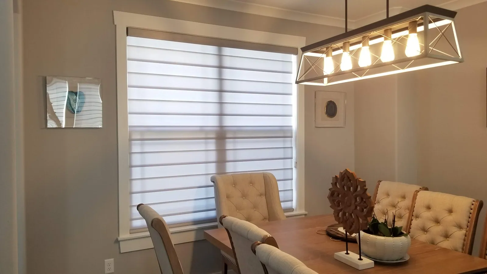Banded Shades shaded progressive sequence closed, measured and hung by Solar Shield Blinds