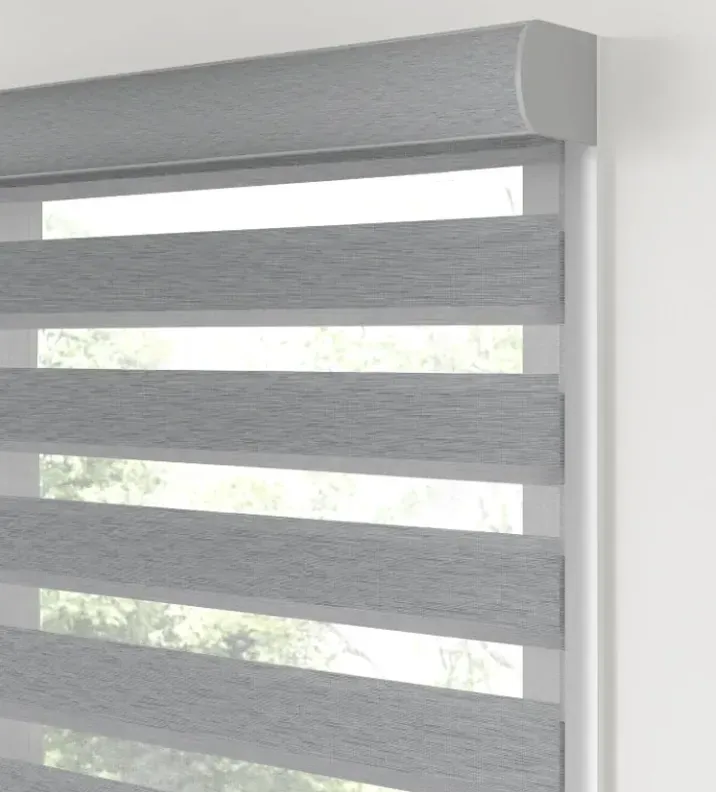 Custom banded shades design fabric cassette insert, installed by Solar Shield Blinds
