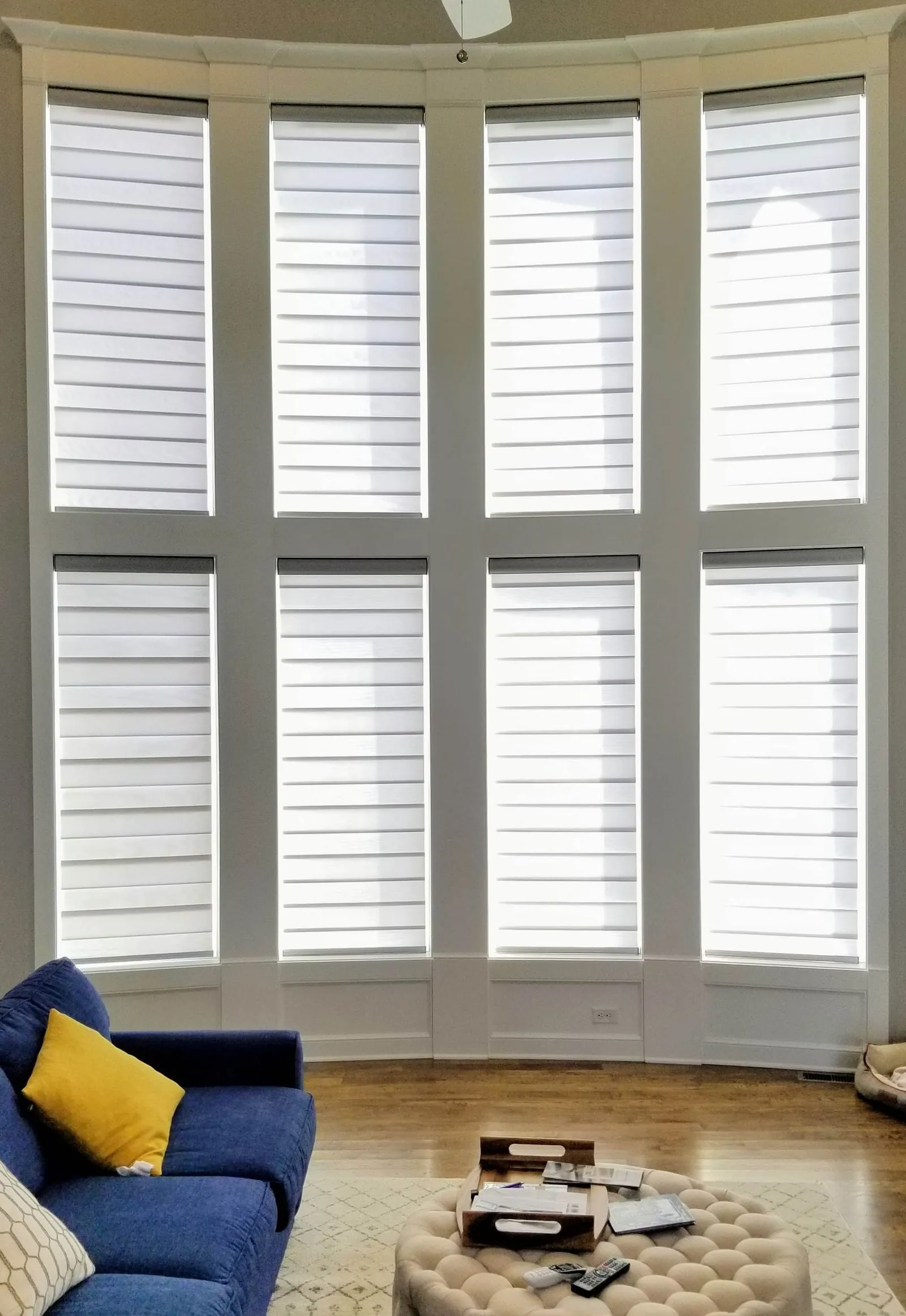 Banded Shades by Solar Shield Blinds closed in great room windows