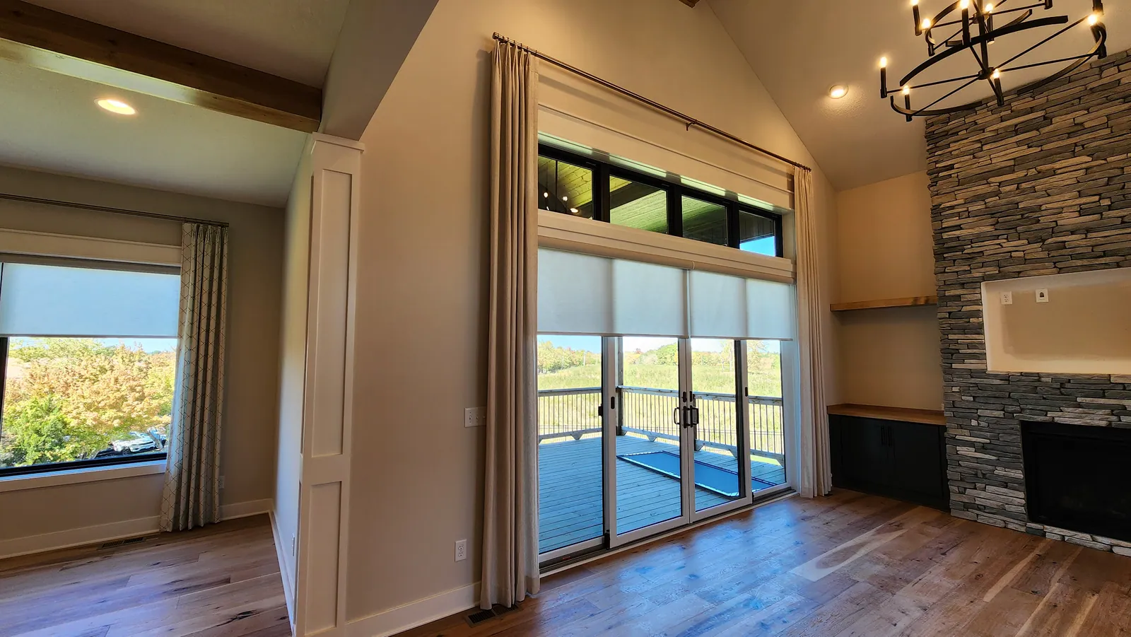 Drapery & Soft Treatments entryway window sheer, installed by Solar Shield Blinds