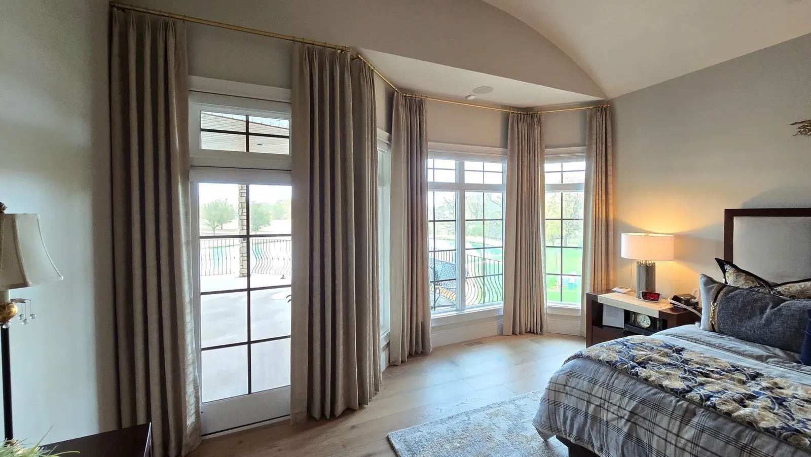 Living room panel drapery, installed by Solar Shield Blinds