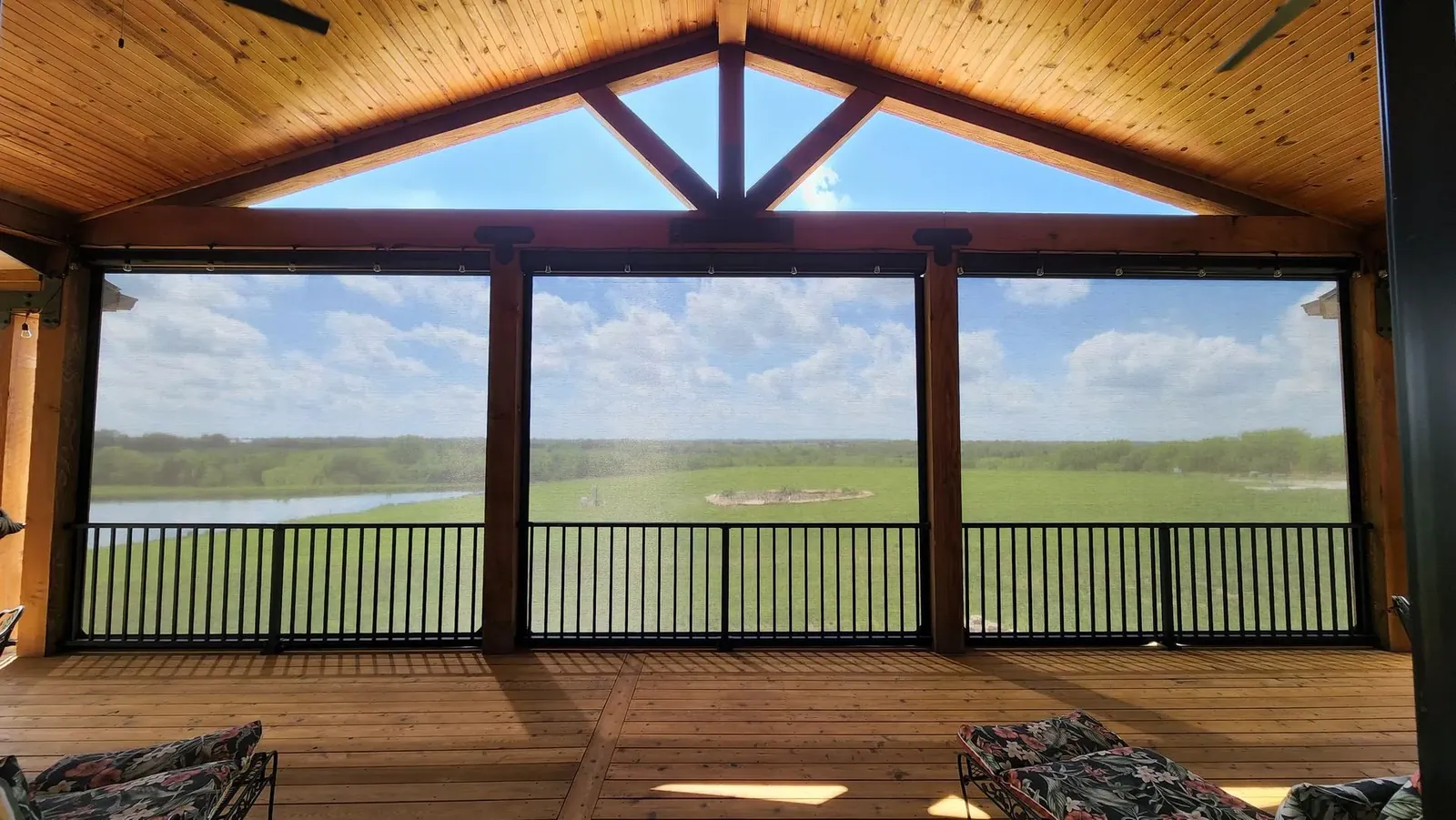 Exterior Patio Shades luxury sunny day, a Solar Shield Blinds install