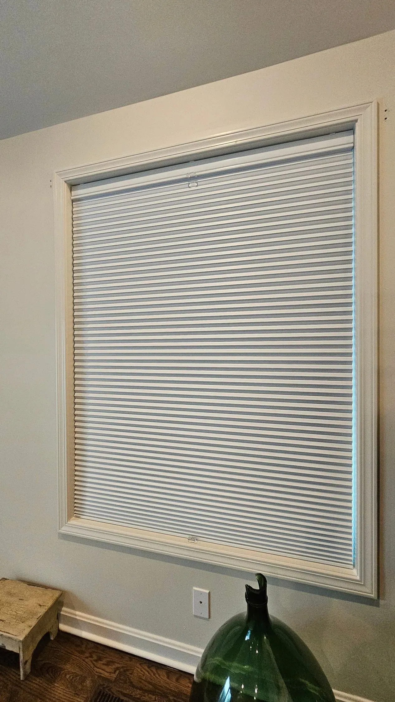 Honeycomb Shades on large window, measured and hung by Solar Shield Blinds