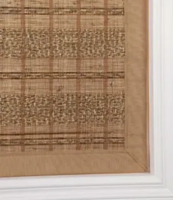 Natural Woven Shades design edge binding, installed by Solar Shield Blinds