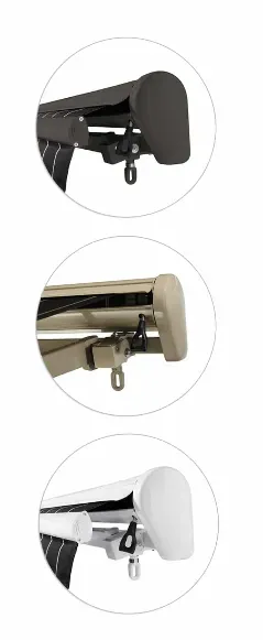 The three awning frame colors: white, bronze and beige