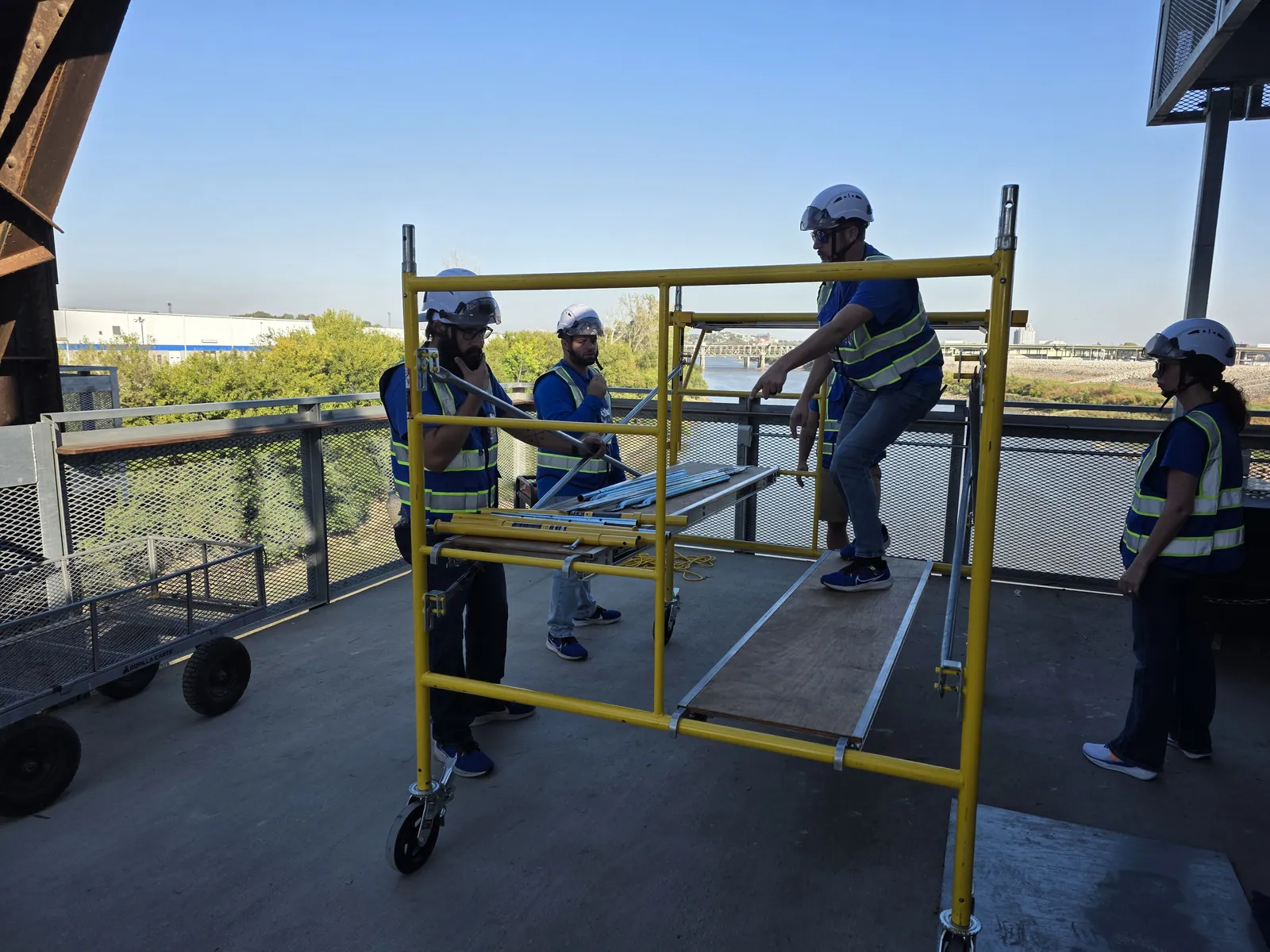 Motorized exterior shades installed on the Rock Island Bridge project