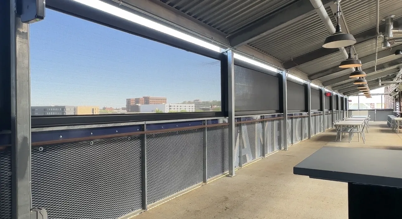 The upper deck with the shades raised to the skyline
