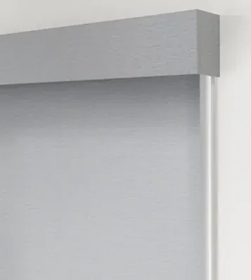 Roller Shades design fabric cornice, measured and hung by Solar Shield Blinds