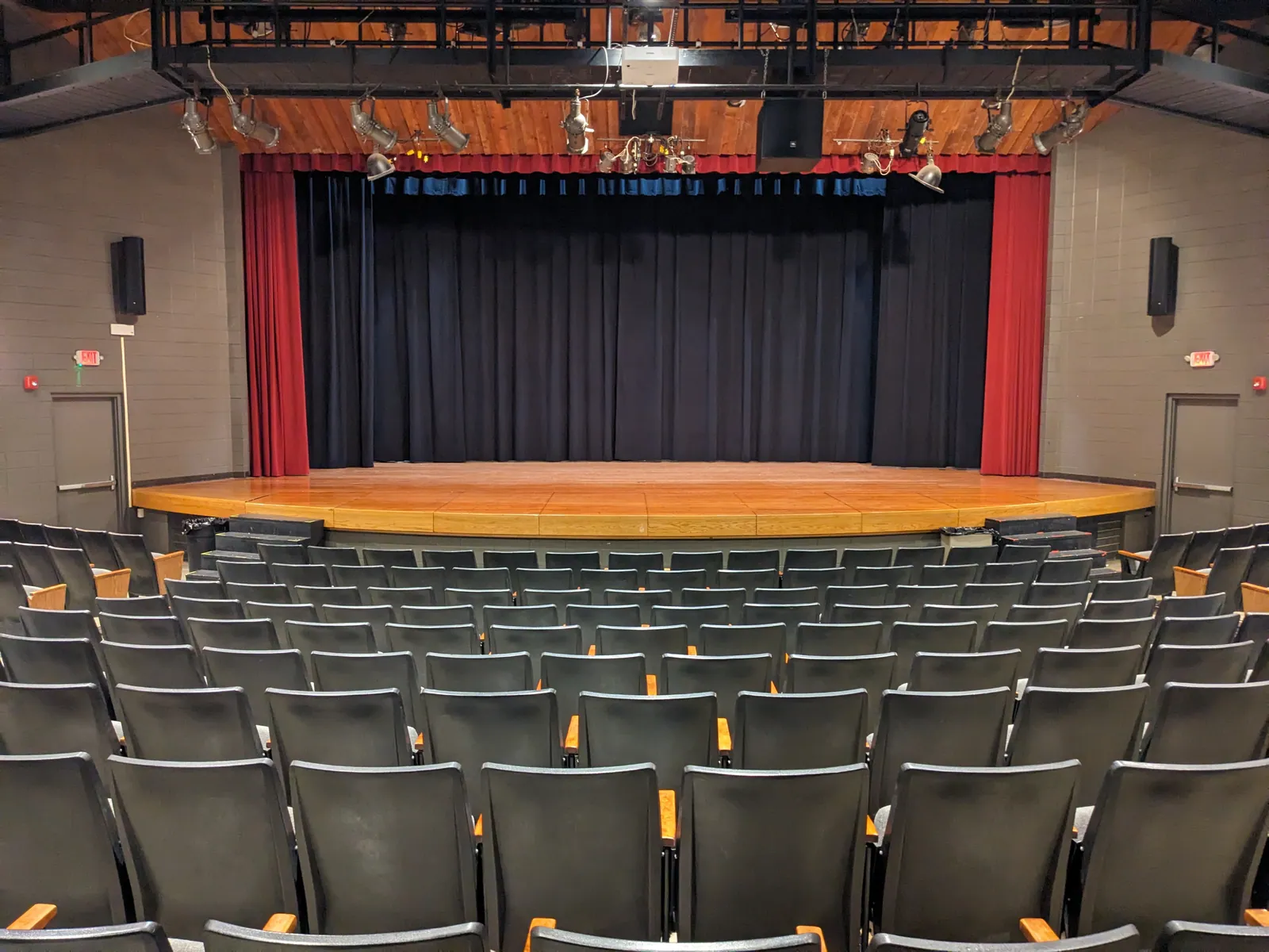 Stage curtains in an auditorium